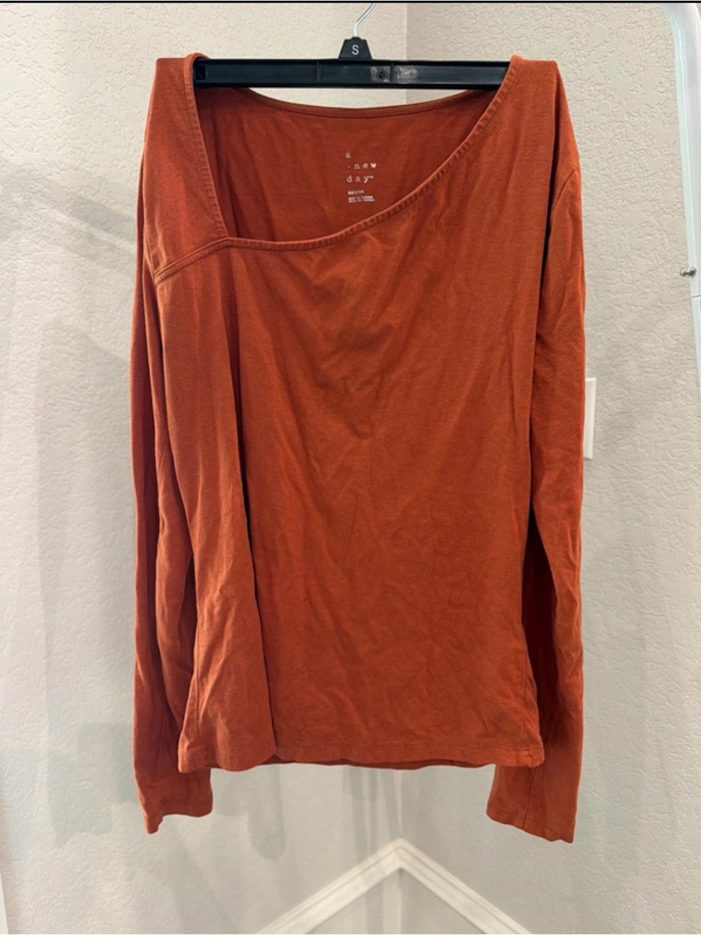 a new day Rust Scoop Asymmetric Long-Sleeve Tee
